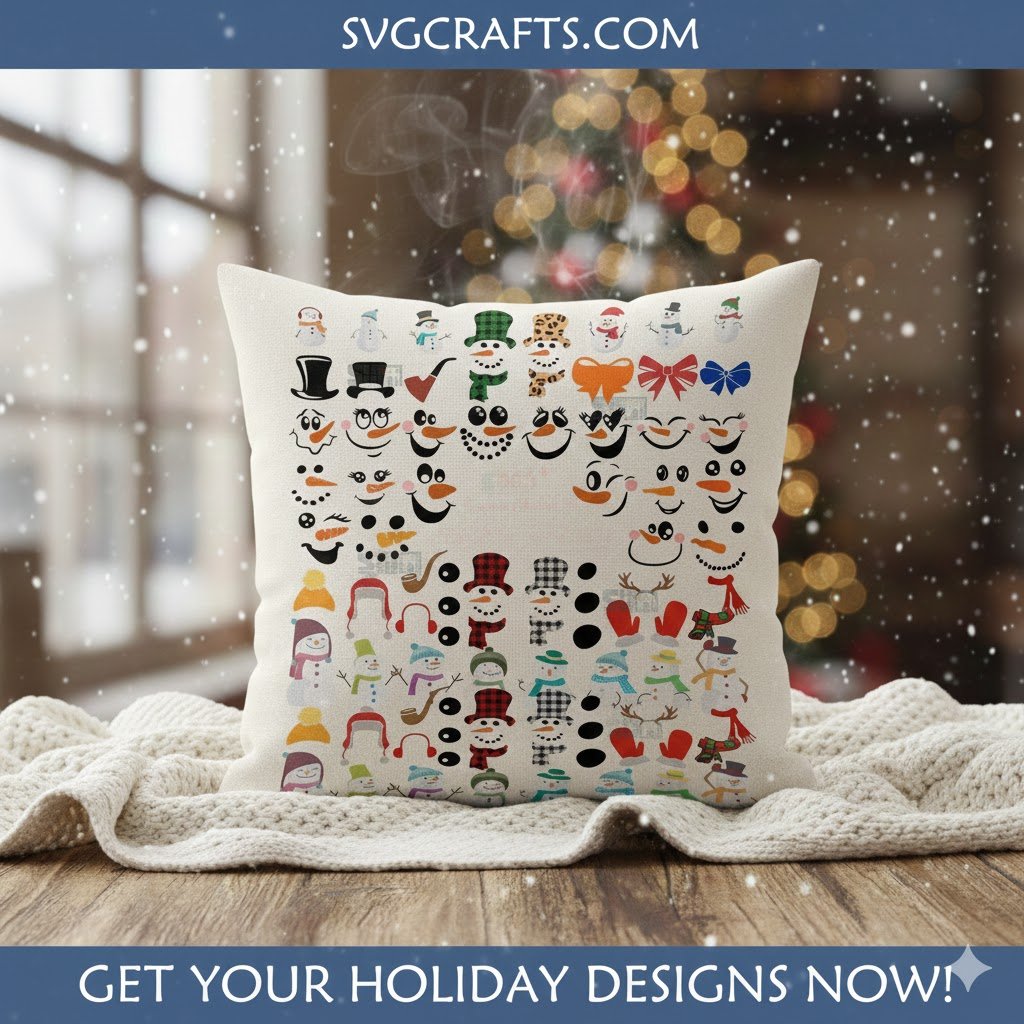 Customizable Snowman Face SVG Bundle | Christmas Craft Files - Image 2