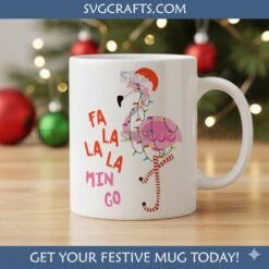 Alternative view of Fa La La Flamingo SVG - Funny Tropical Christmas Design