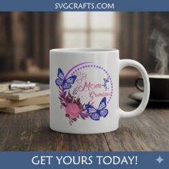 Alternative view of Mom Grandma Butterfly SVG for Cricut | Floral Digital Design