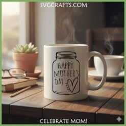 Alternative view of Happy Mother's Day SVG Mason Jar Design - Cricut & Sublimation