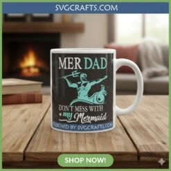 Alternative view of Mer Dad SVG | Protective Merman & Mermaid Daughter Design