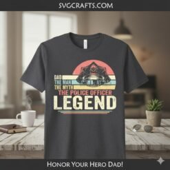 Alternative view of Police Officer Dad SVG | Retro Legend Design for Cricut