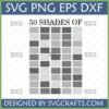 Funny 50 Shades of Grey SVG PNG DXF EPS digital file for Cricut and sublimation crafts, featuring a grid of 50 different grey color squares.