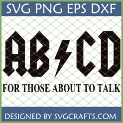AB/CD For Those About To Talk SVG design, AC/DC parody logo for teachers and public speakers