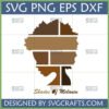 Shades of Melanin SVG digital file featuring a segmented Black woman silhouette in various brown skin tones, with text 'Shades Of Melanin' and file formats SVG PNG EPS DXF.