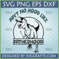 Funny T-Rex Fatherhood SVG design with T-Rex wearing sunglasses and holding a magic wand, perfect for Dad Life gifts.