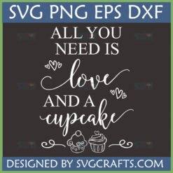 All You Need Is Love And A Cupcake SVG File for Cricut and Sublimation