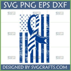 Distressed American Flag with ALS Disease Awareness Blue Ribbon SVG