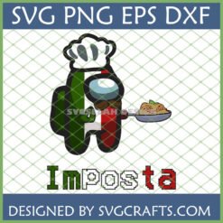 Among Us Imposta SVG - Italian Chef Character with Spaghetti and Chef Hat