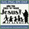 Are You Fall-O-Ween Jesus SVG design showing Jesus with children silhouettes for Christian Fall crafting