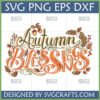 Autumn Blessings SVG design with fall leaves and acorns, perfect for Cricut and Silhouette projects