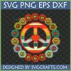 Retro Peace Sign Flower SVG for Cricut and Sublimation, featuring a groovy striped peace symbol within a daisy flower wreath.