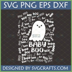 Cute Baby Boo Ghost SVG design with 'BABY BOO' text, ideal for Halloween baby outfits