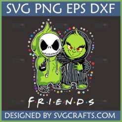 Jack Skellington Grinch Friends SVG design in chibi style with Friends TV show logo