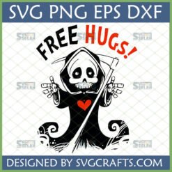 Funny Grim Reaper Free Hugs SVG for Halloween T-shirts and Cricut crafts
