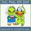 Grinch Donald Duck Mashup SVG file for Cricut, featuring Grinch in Donald Duck hoodie and Donald Duck in Grinch hoodie.