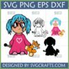 Cute Girl SVG Design with Blue Hair, Heart Sunglasses, Microphone, and Giraffe Plush Toy for Cricut and Sublimation