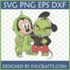 Cute Baby Grinch and Mickey Mouse wearing green hoodies SVG file for Christmas crafts