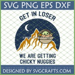 Funny Baby Yoda Chicky Nuggies SVG PNG DXF EPS digital design with Grogu in hover pram