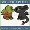 Adorable Baby Yoda Toothless SVG digital cut file for Cricut, featuring Grogu and Toothless nose-to-nose.