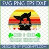 Grogu (Baby Yoda) wearing a witch hat with heart eyes, against a retro sunset background and 'Hide & Seek World Champion' text with shamrocks, available as SVG PNG EPS DXF files from SVGCrafts.