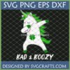 Bad and Boozy Dabbing Unicorn SVG with Green Mane and Shamrock for St. Patrick's Day