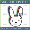 Bad Bunny SVG with rainbow gradient logo and 'BAD BUNNY' text for Cricut and sublimation