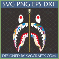 BAPE Shark Face Camo SVG with Zipper for Cricut and Sublimation