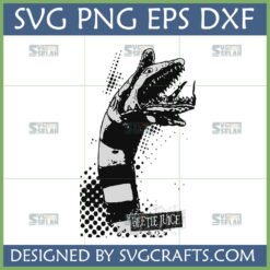Distressed Beetlejuice Sandworm SVG with 'BEETLE JUICE' text, black and white grunge design for Cricut and sublimation crafts.