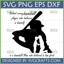 Baseball Mom SVG with Player and Mother-Child Silhouette