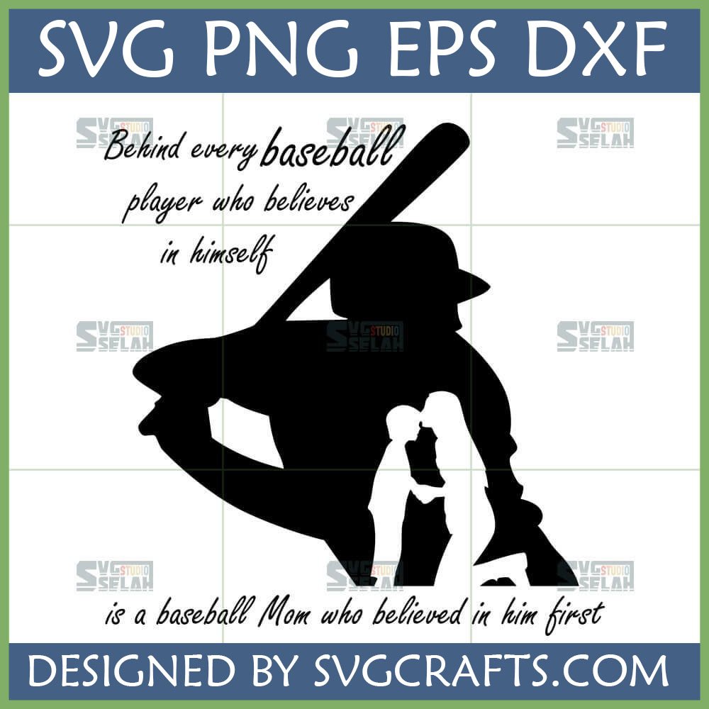 Baseball Mom SVG with Player and Mother-Child Silhouette