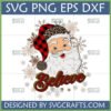 Trendy Plaid Leopard Santa Believe SVG design for Christmas crafts and apparel