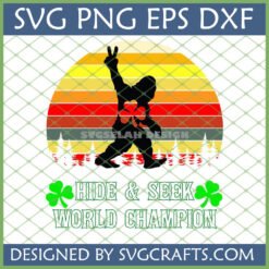 Funny Bigfoot St Patrick's Day SVG File with Retro Sunset and Shamrocks