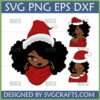 Afro Christmas SVG bundle featuring four stylish Black women with natural hair and Santa hats for holiday crafting