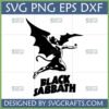 Iconic Black Sabbath SVG design featuring the Fallen Angel silhouette and classic band logo, optimized for Cricut and digital crafting.