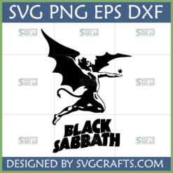Iconic Black Sabbath SVG design featuring the Fallen Angel silhouette and classic band logo, optimized for Cricut and digital crafting.