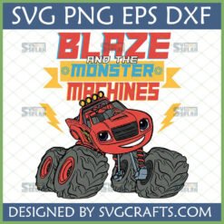 Blaze and the Monster Machines SVG, PNG, DXF, EPS digital design featuring a friendly red monster truck with the show's title for kids' crafts and apparel