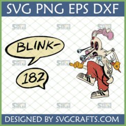 Blink 182 Bunny SVG - Iconic 'Take Off Your Pants and Jacket' album art with 'BLINK-182' text bubbles and distressed rabbit character