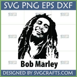 Bob Marley SVG PNG DXF EPS digital file for Cricut and Silhouette cutting machines, featuring the reggae legend's iconic silhouette.