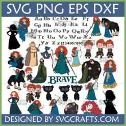 Comprehensive Disney Brave SVG Bundle with Merida, King Fergus, Queen Elinor, and Bear Triplets
