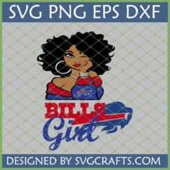 Sassy Buffalo Bills Girl SVG PNG design for Cricut and Sublimation, featuring a winking woman with curly hair and Bills logo