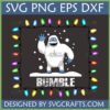 Bumble Christmas SVG with festive lights and snowflakes, featuring the friendly Abominable Snowman from Rudolph the Red-Nosed Reindeer.
