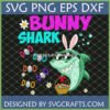 Funny Bunny Shark SVG Easter design with bunny ears, sunglasses, and Easter eggs for Cricut and sublimation.