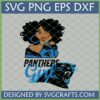 Carolina Panthers Girl SVG digital design for Cricut and sublimation, featuring a winking woman with Panthers logo and team text.
