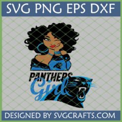 Carolina Panthers Girl SVG digital design for Cricut and sublimation, featuring a winking woman with Panthers logo and team text.
