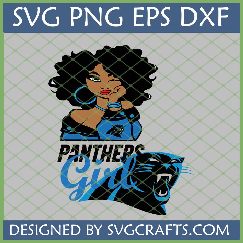 Carolina Panthers Girl SVG digital design for Cricut and sublimation, featuring a winking woman with Panthers logo and team text.