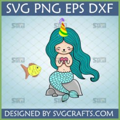 Cute Mermaid SVG with Party Hat and Heart digital design for Cricut and sublimation crafts