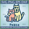 Peace Cat Dog SVG digital design showing a cute cartoon cat and dog hugging with sunglasses