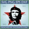 Che Guevara SVG silhouette with red star background for Cricut and sublimation projects