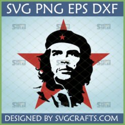 Che Guevara SVG silhouette with red star background for Cricut and sublimation projects